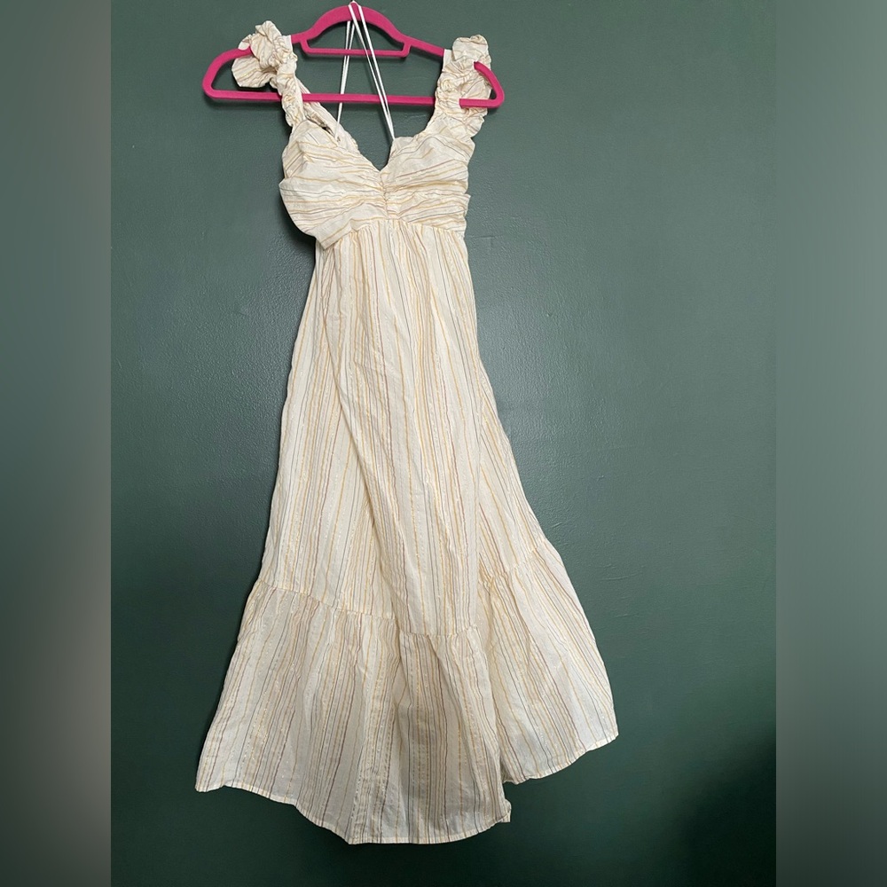 GAP- Match Baby dress sleeveless tiered metallic stripe cotton blend midi dress - Picture 10 of 16